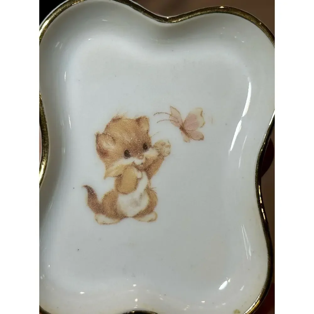 Designers collection: cuddly kittens trinket dish candle plate jewelry plate